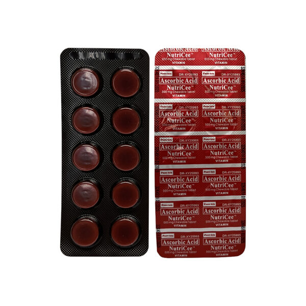 Nutri-Cee Vitamin, in cherry red color, quality printed aluminum foil.
